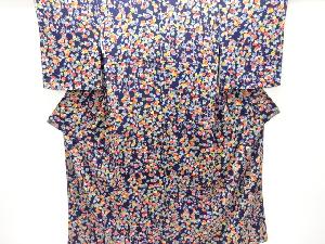 未使用品　縮緬地　万寿菊模様小紋着物